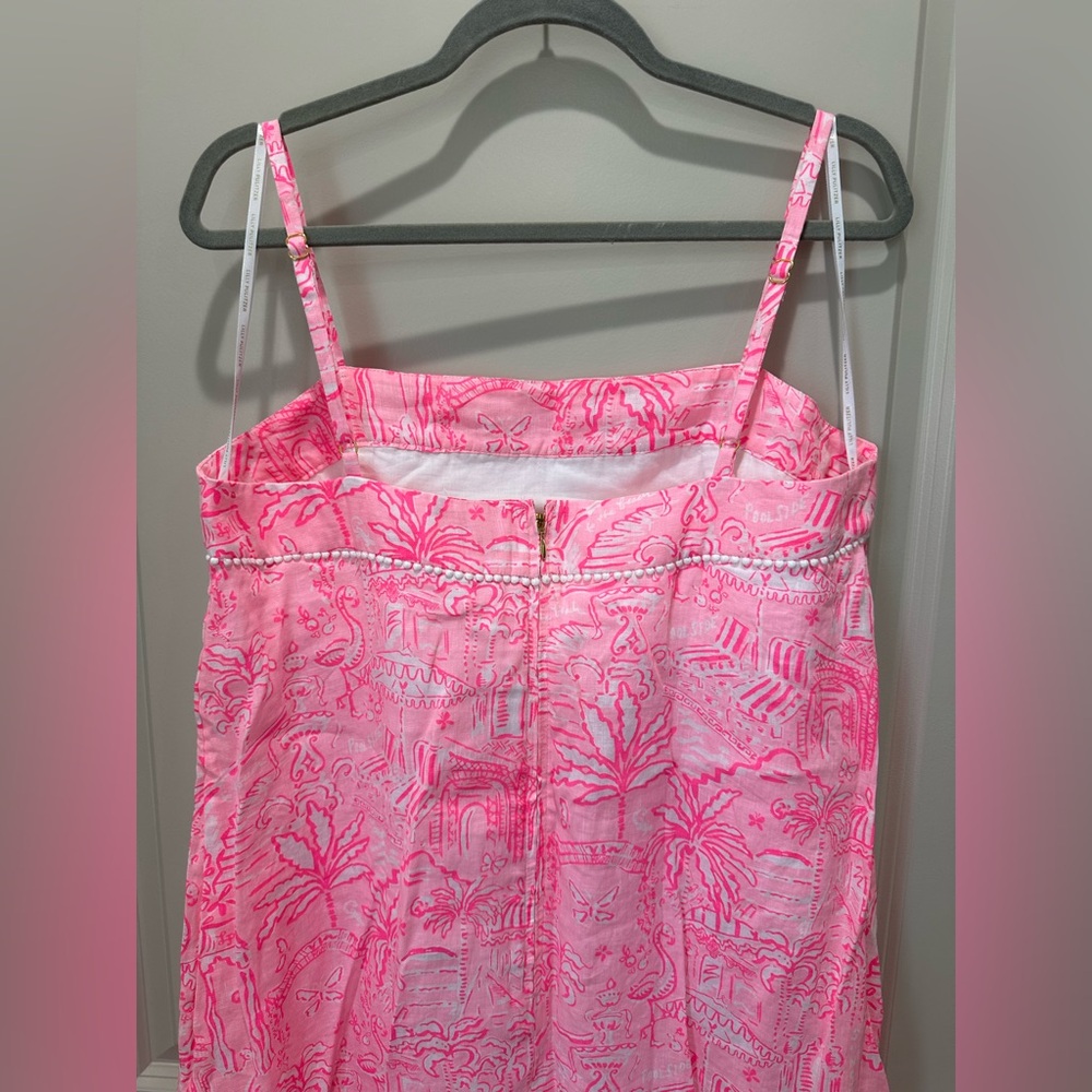 NWT Lilly Pulitzer Pink and White tropical Rozalie Linen Maxi Dress size 12 🌸💕🦩 - Picture 7 of 10